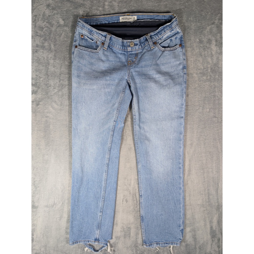 Abercrombie & Fitch Womens Size 25 The Ankle Straight Jeans Light Wash Raw Hem